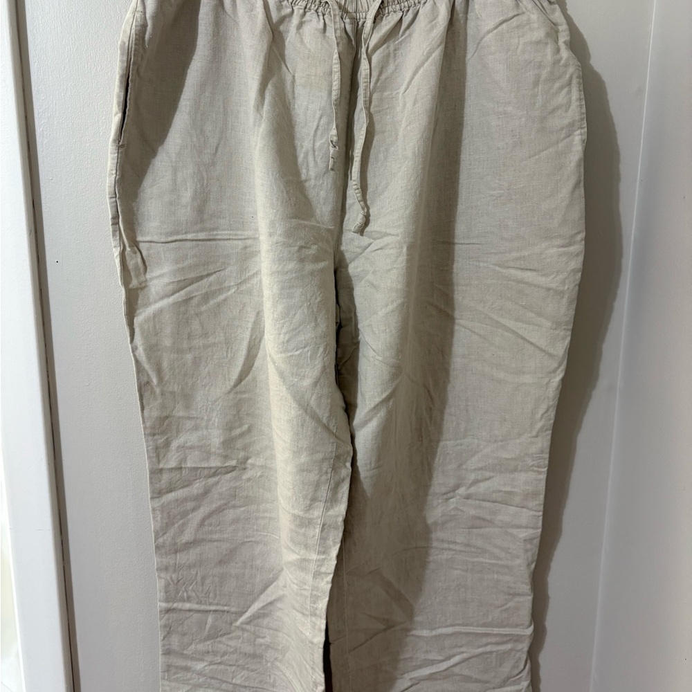 Women’s Wide Leg Linen Cotton High Waisted Pants